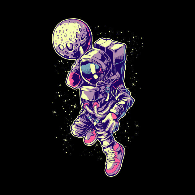 Basketball Astronaut Lay Up Planet Moon In Space Galaxy - Basketball