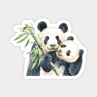 Watercolor Panda Mom and Cub Magnet