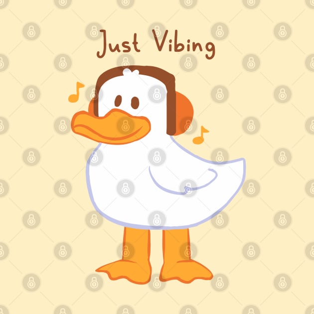 Just Vibing Headphones Cartoon Duck by Sunny Saturated