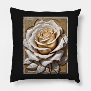 White & Gold Rose - Porcelain look Pillow