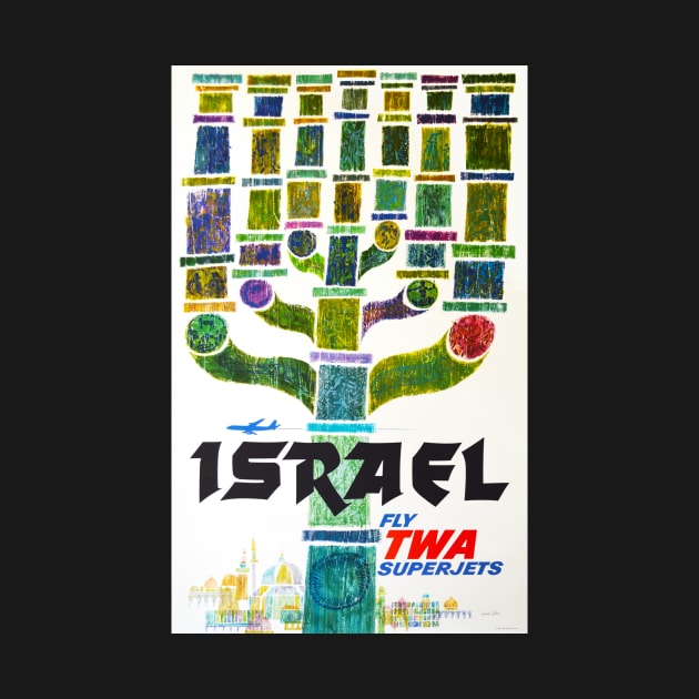 To ISRAEL Fly TWA Superjets Vintage Airline Poster by vintageposters