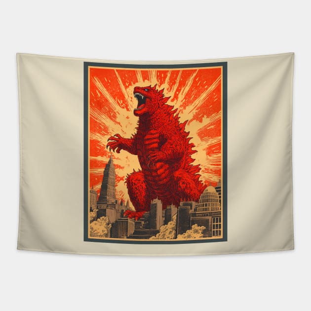 The Rage of Godzilla Tapestry by pandas doing stuff