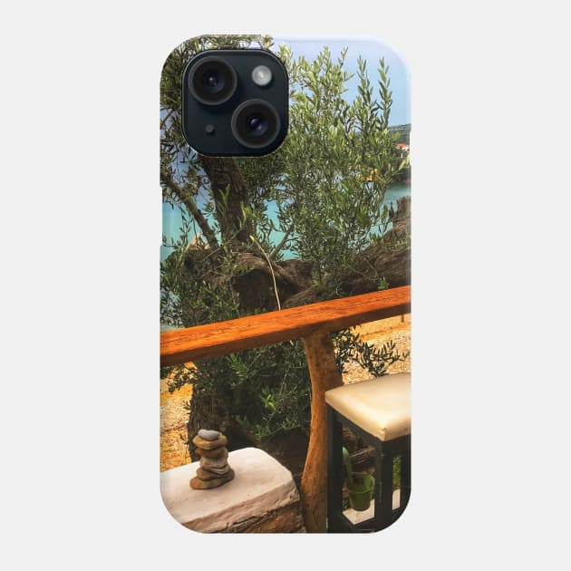 Greek beachfront café bar Phone Case by Khala