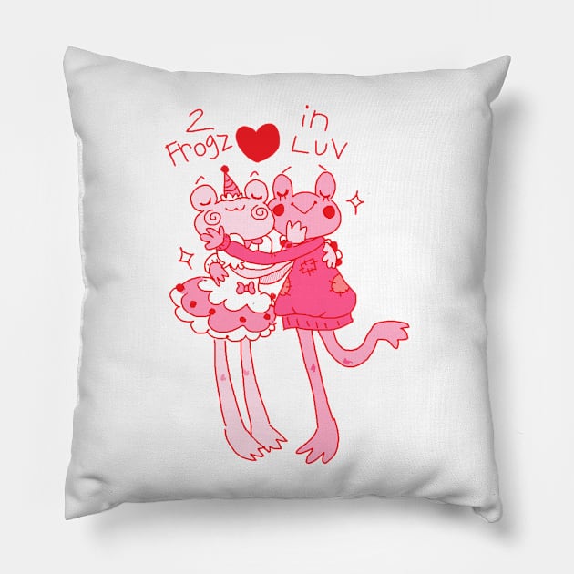 2 frogz in luv Pillow by Fr0ggee