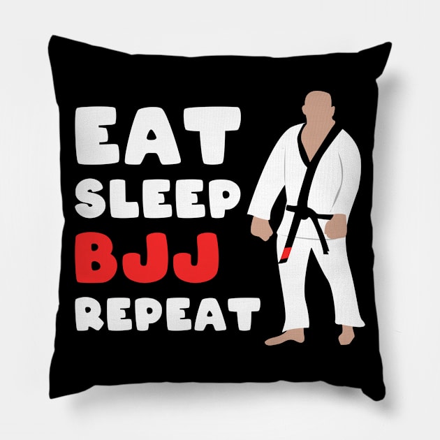 Eat, sleep, bjj, repeat - brazilian jiu-jitsu Pillow by fighterswin