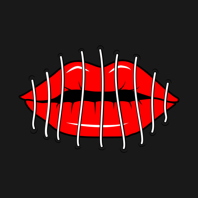 Stitched red lips by PharaohCloset