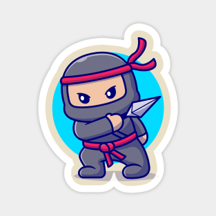 Cute Ninja With Kunai Cartoon Magnet