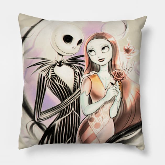 Jack and Sally Pillow by AMBER PETTY