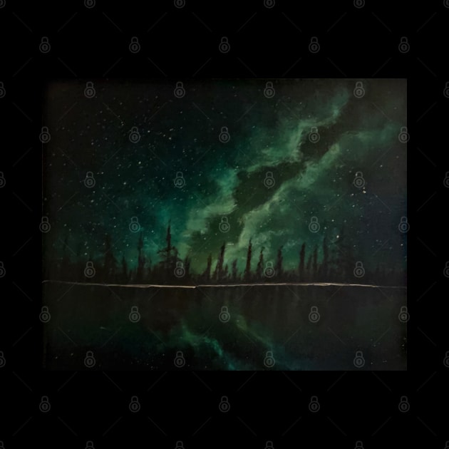 Green Galaxy Forest Silhouette by J&S mason