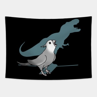 T-rex shadow - white faced grey cockatiel Tapestry