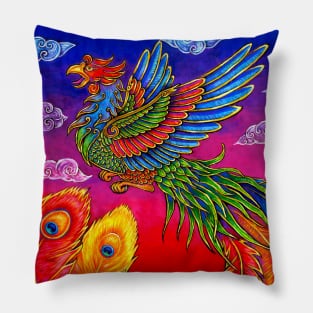 Fenghuang Chinese Phoenix Rainbow Bird Pillow