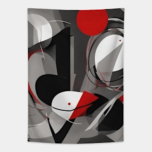 Red Black Gray White Abstraction For A Gift. Tapestry