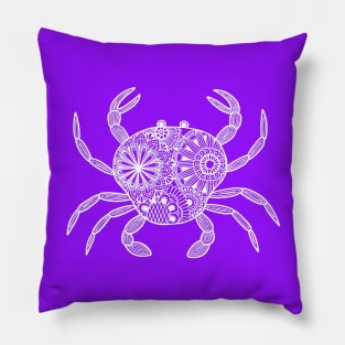 Mandala Crab (purple and white inverted) Pillow