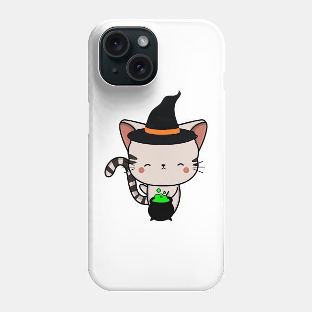 Cute tabby cat is a witch Phone Case by Pet Station