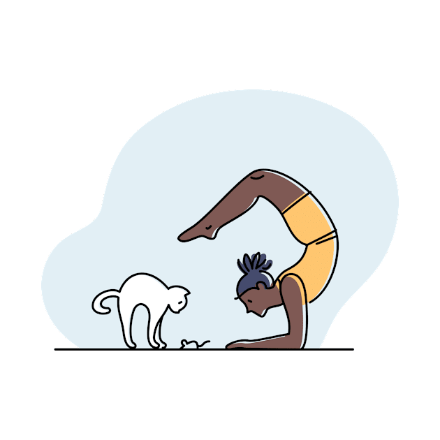 YOGA WITH CAT ILLUSTRATION by Trio Store