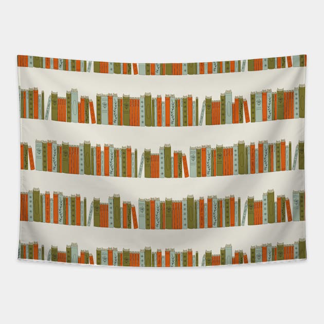 Pattern with vintage books on bookshelves Tapestry by DanielK