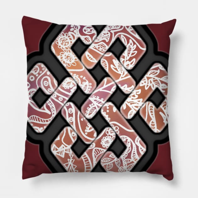 Buddhist Knot - Infinite Love and Understanding Pillow by Bits