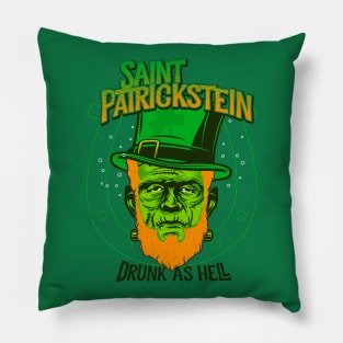 Saint Patrickstein drunk as hell green Pillow