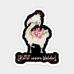 Alpaka Wald Retten Prinzessin Blumen Süß.png Magnet