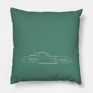 Chevy Corvette C2 - Profile stencil, white Pillow