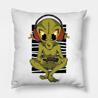 Green Alien Gamer Pillow