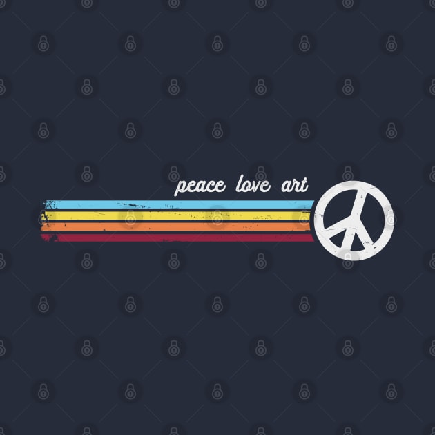 Retro Stripes Peace Love Art by Jitterfly