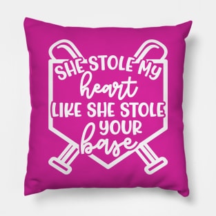 She Stole My Heart Like She Stole Your Base Softball Mom Cute Funny Pillow