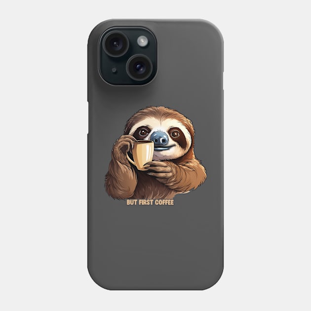 But First Coffee Sloth Phone Case by ThinkLMAO