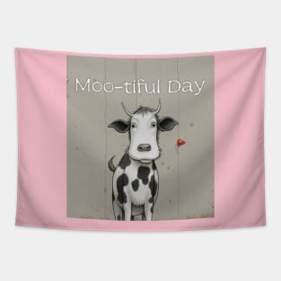 Cartoon Cow Moo-tiful Day Tapestry