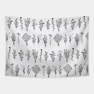 Wildflowers One Line Art Flowers Pattern 3 Tapestry