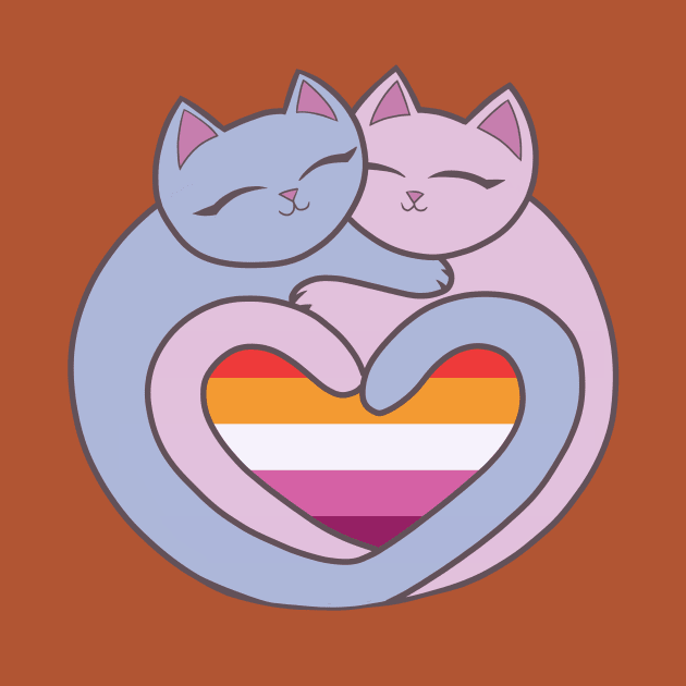 Lesbian Flag Heart Cats Kawaii by xenotransplant