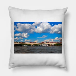 Red London Buses Waterloo Bridge England Pillow