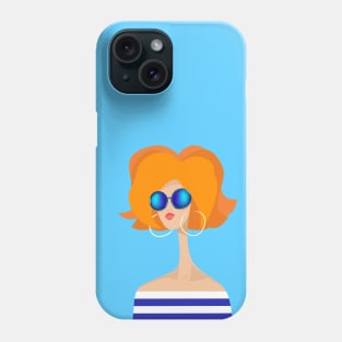 Redhead Girl in Blue Glasses Phone Case