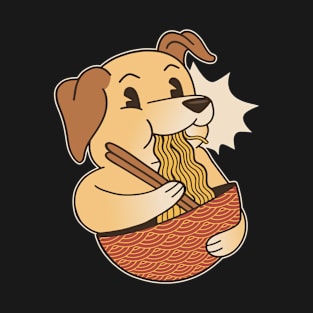 Funny Dog with Ramen - Kawaii Designs T-Shirt