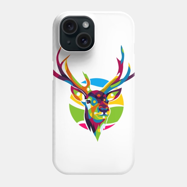 The Colorful Deer with Two Horns Phone Case by wpaprint