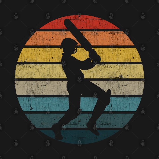 Cricket Player Silhouette On A Distressed Retro Sunset graphic by theodoros20