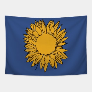 Yellow Sunflower Drawing Tapestry