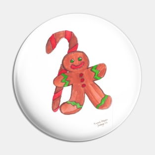 Gingerbread Person Watercolor Pin