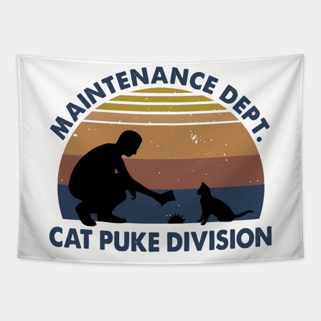 Retro Sunset Mainternance Dept Cat Puke Division Tapestry by Phylis Lynn Spencer