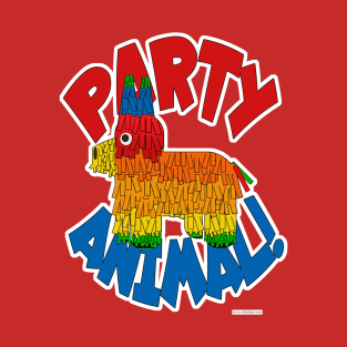 Party Animal Fun Pinata Cartoon Slogan T-Shirt