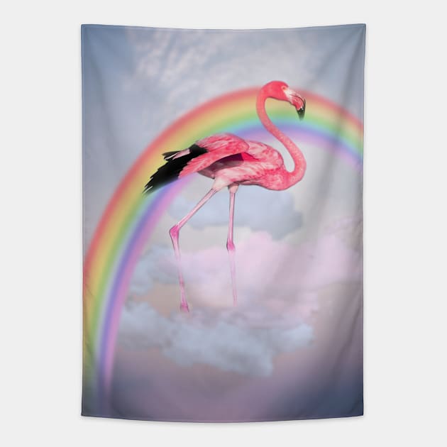 Flamingo walking on the clouds Tapestry by Blacklinesw9