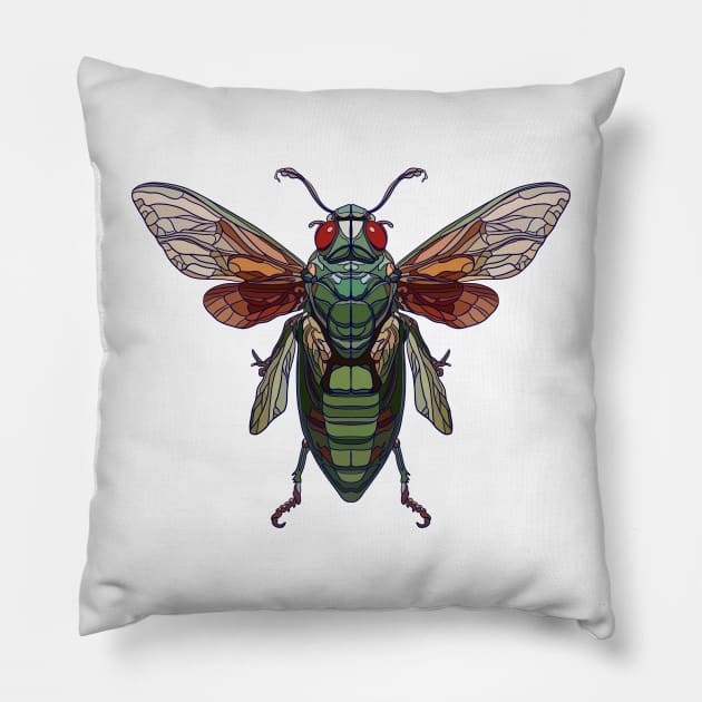 Cicada drawing Pillow by DaveDanchuk