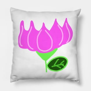 pink lotus green leaves design Pillow