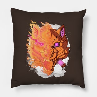 Metal Cyber Wolf Unleashed Pillow