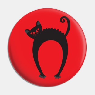 CREEPY CUTE BLACK CAT Halloween Red Eyes - UnBlink Studio by Jackie Tahara Pin