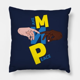 Make Peace Ukrainian inspired Michelangelo's Creation Of Adam illustration American flag Pillow