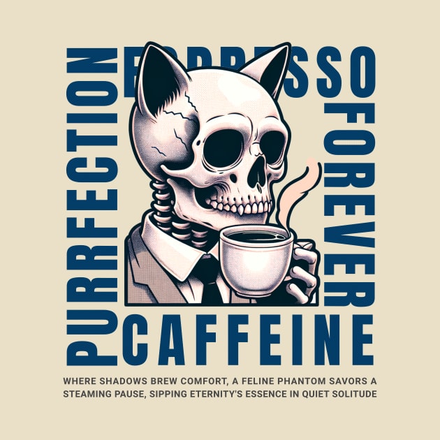 Cat Skull Caffeine Connoisseur - Eternal Coffee Enthusiast by Conversion Threads