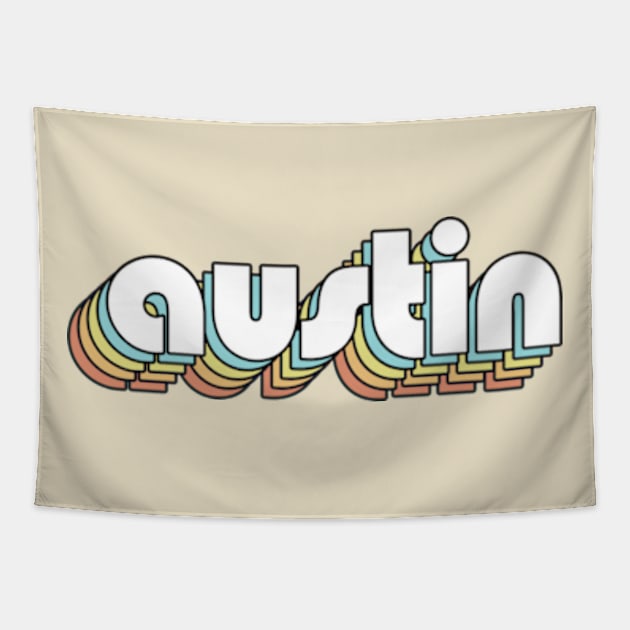 Austin - Retro Rainbow Typography Faded Style Tapestry by Paxnotods