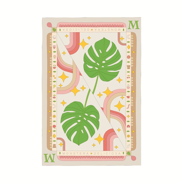 Monstera Deliciosa Swiss Cheese Plant Illustration with Playing Card Design for Plant Mom Plant Daddy by annagrunduls
