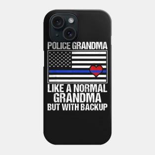 Police Grandma Blue Line Flag Heart Phone Case